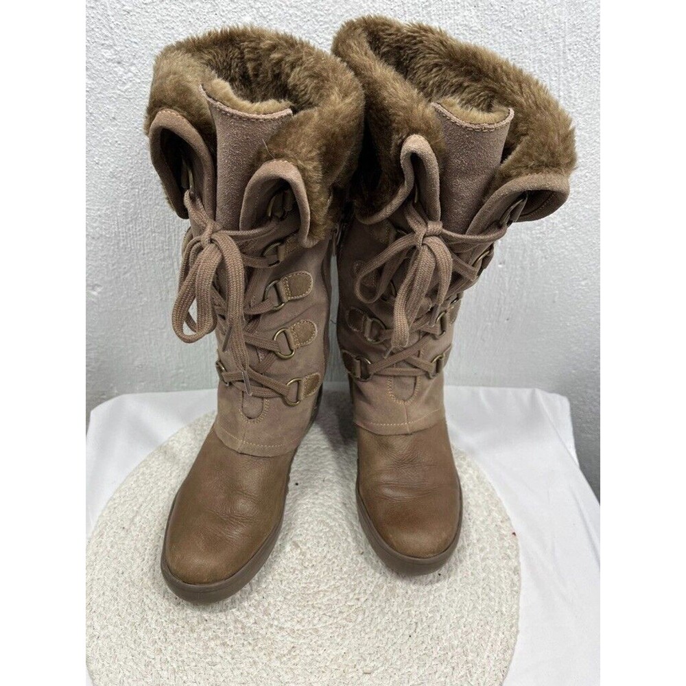 BARETRAPS WOMENS SIZE 7 FAUX FUR LINING SIDE ZIP KNEE HIGH BOOTS